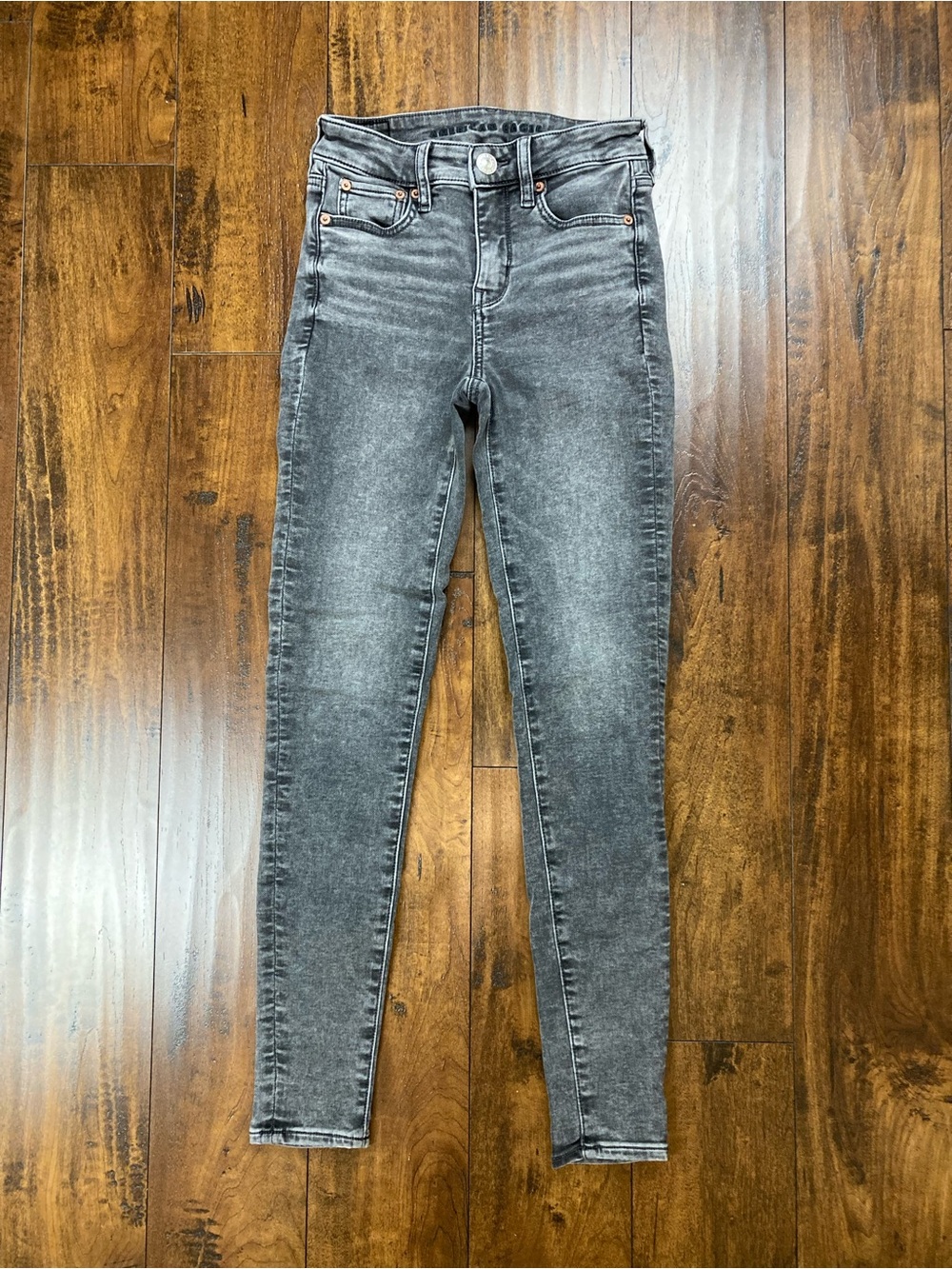 American Eagle Jeans Soft Knit Gray Hi-Rise Jegging Skinny Stretch Women Size 0.